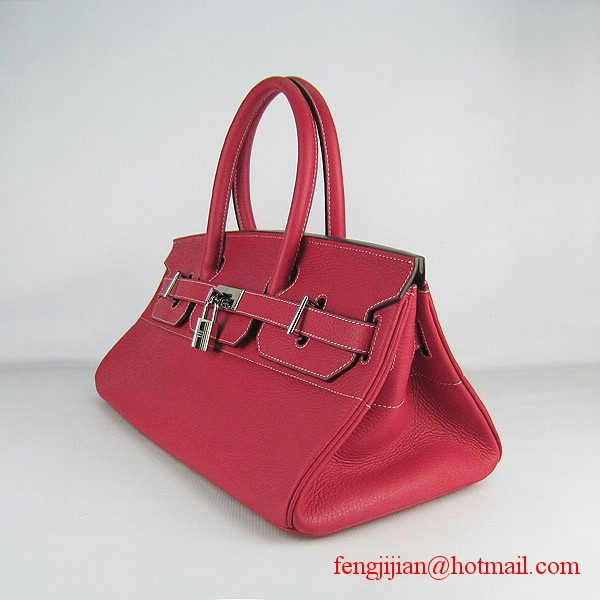 Hermes Birkin 42cm Togo Leather Bag 6109 Red silver padlock Hermes Birkin 42cm Togo Leather Bag 6109 Red silver padlock
